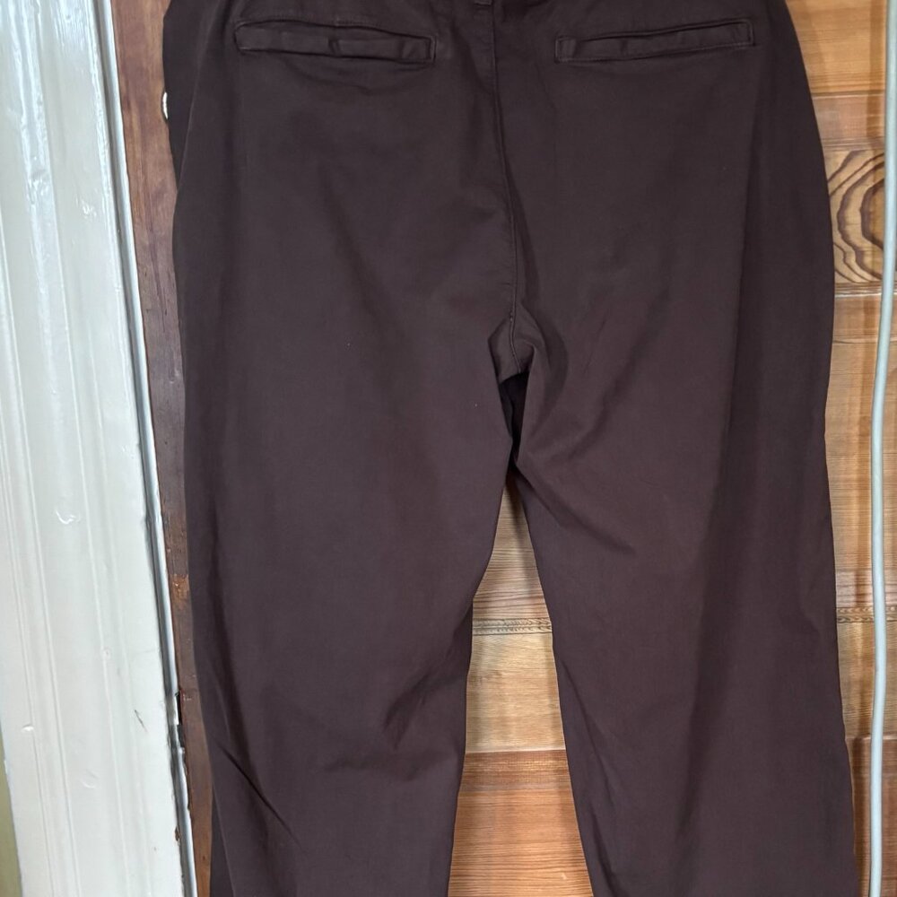 Frank & Eileen WICKLOW Italian twill chino pants chocolate brown size 14 - Picture 10 of 11